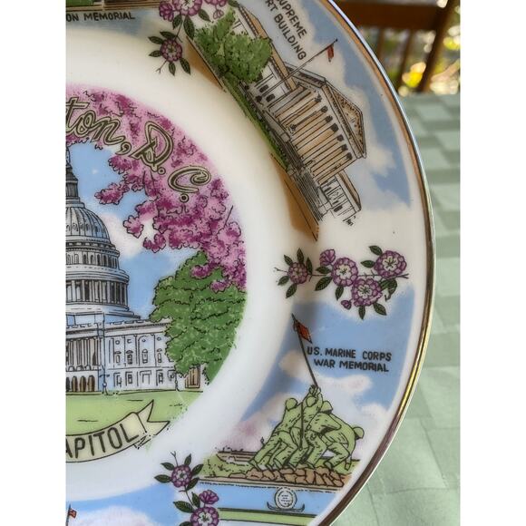 1980s US Capitol Washington DC Decor Souvenir Plate 7.5 inches Silberne Product - Picture 3 of 14